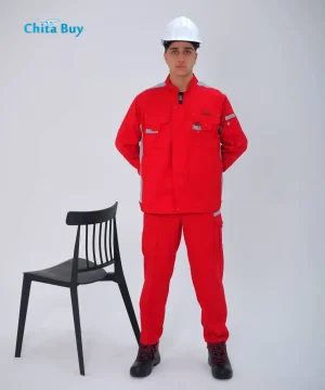 کاپشن وشلوار کار مدل سهند رنگ قرمز با خرجکار استخوانی