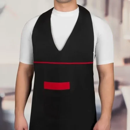 پیش بند جیبدار مشکی با نوار قرمز-1