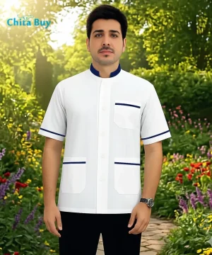 روپوش رستورانی مردانه مدل نوار سورمه ای