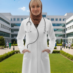 روپوش پزشکی زنانه مدل نیم یقه