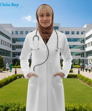 روپوش پزشکی زنانه مدل نیم یقه