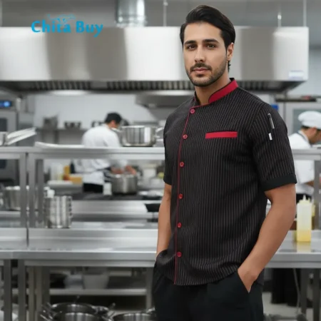 روپوش رستورانی مردانه مدل اراد مشکی قرمز