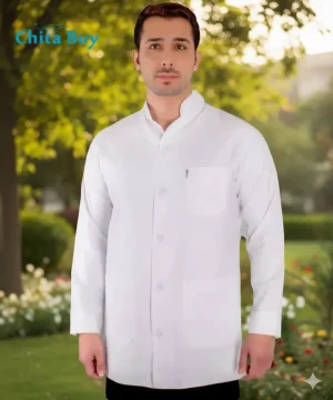 روپوش سفید ساده یقه دیپلمات کجراه
