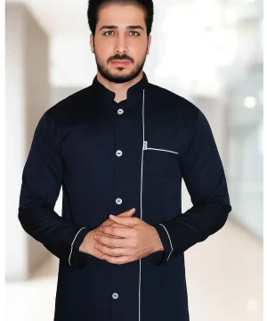 روپوش رستورانی مدل هومن استین بلند سورمه ای