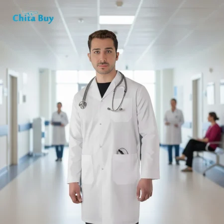 روپوش پزشکی مردانه دکمه فلزی