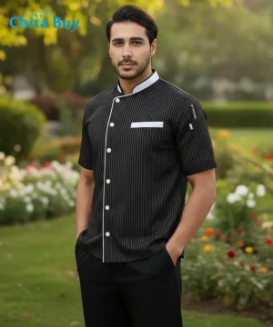 روپوش رستورانی مردانه مدل اراد مشکی سفید