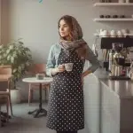 پیش بند خالدار پارچه کجراه