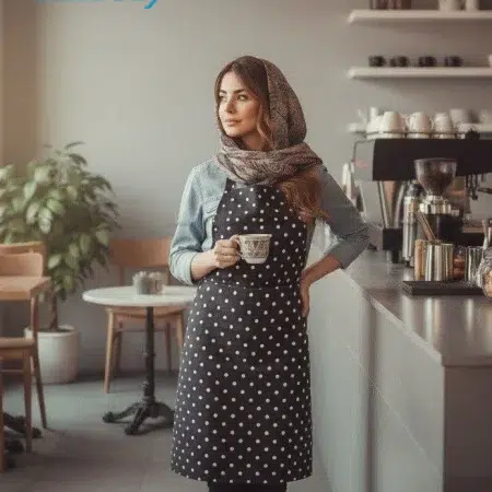 پیش بند خالدار پارچه کجراه